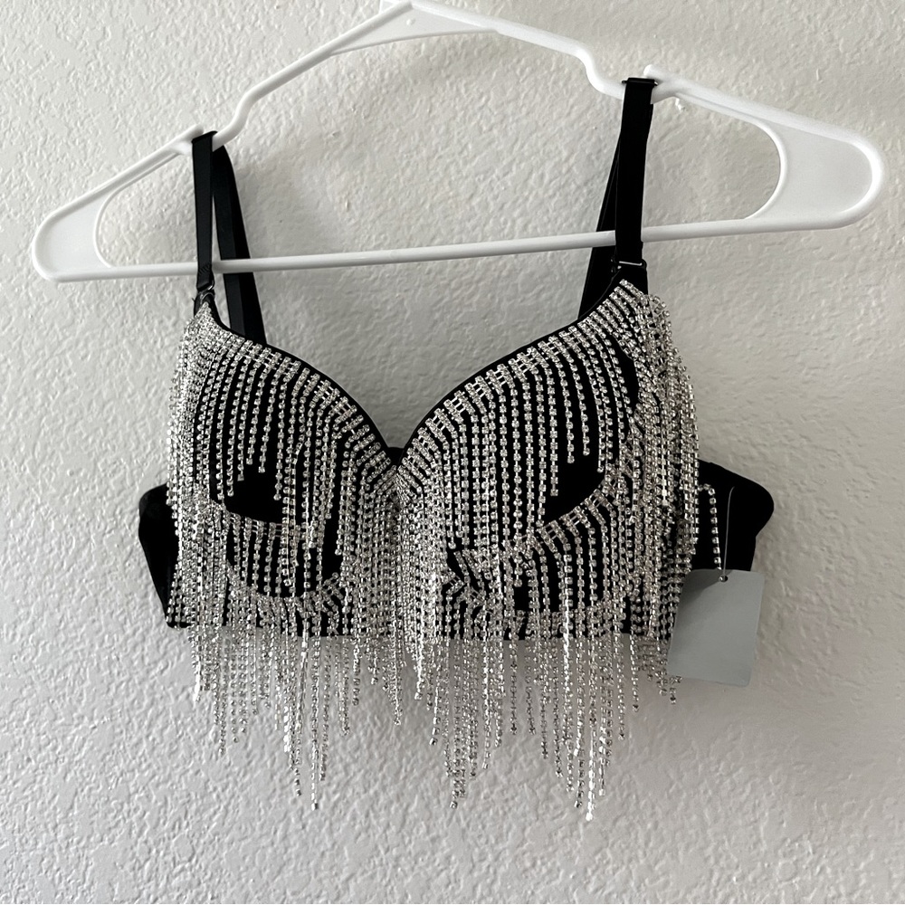 Rhinestone Fringe Bra